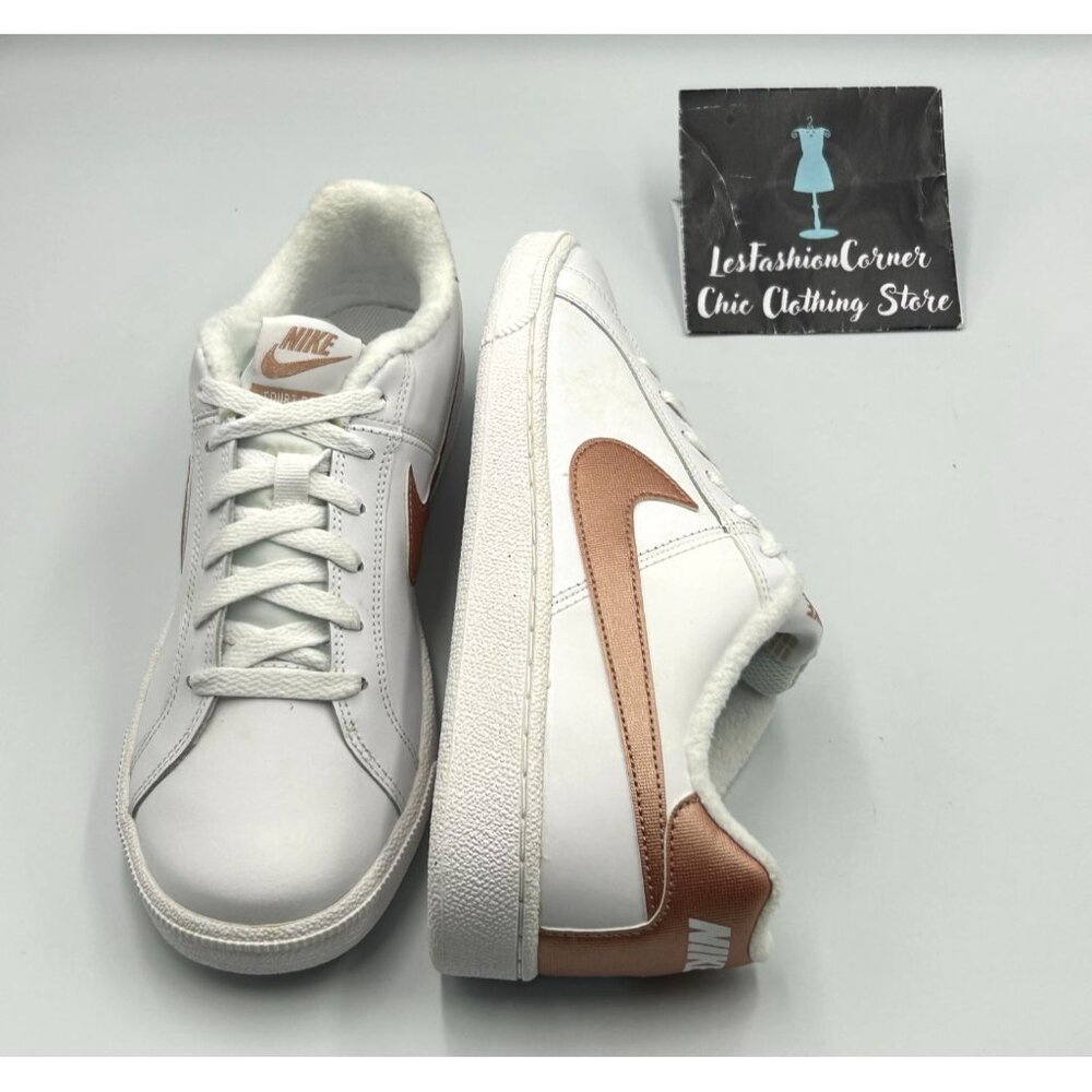Nike Women's White Metallic Bronze Leather Court Sneakers Size 8.5 3116 - Picture 11 of 16